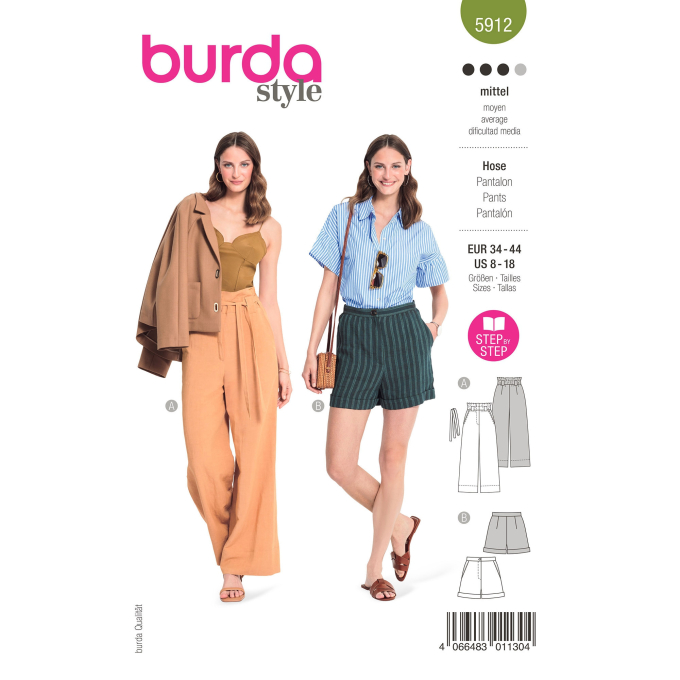 Naaipatroon broek, Burda 5912, Nl/Dui/En/Fr