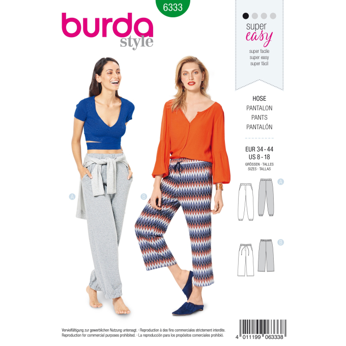Naaipatroon pants, Burda 6333, Dui/En/Fr
