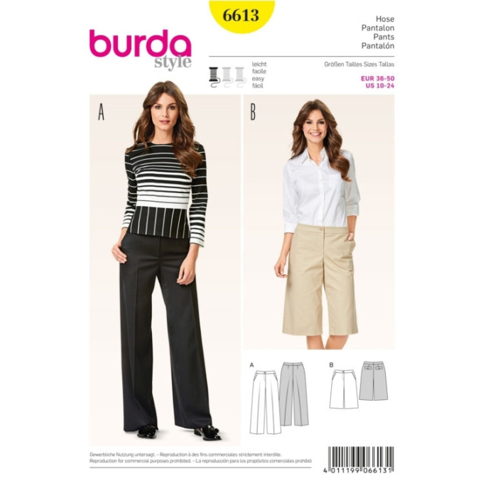 Schnittmuster Hose, Burda 6613