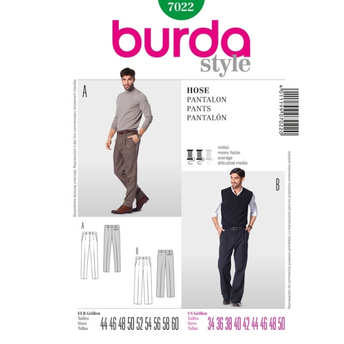 Naaipatron Trousers, Burda 7022, Dui/En/Fr