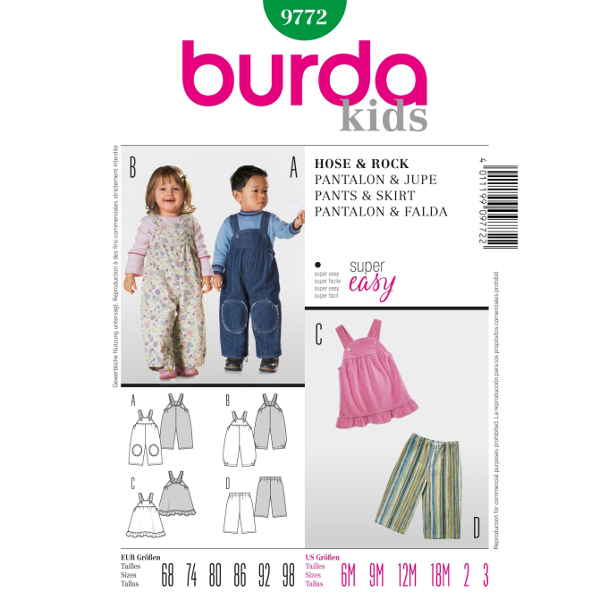 Patron Burda 9772 Pantalon et jupe, en français