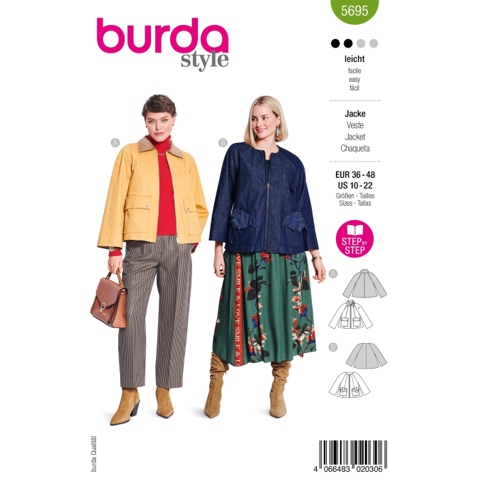 Naaipatroon Jas Burda 5695, Nl/Dui/En/Fr
