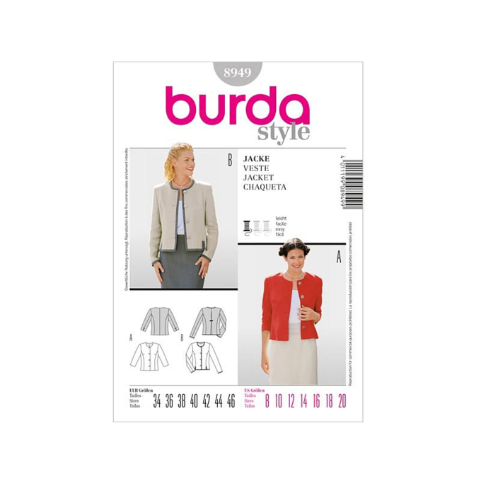 Schnittmuster Jacke, Burda 8949