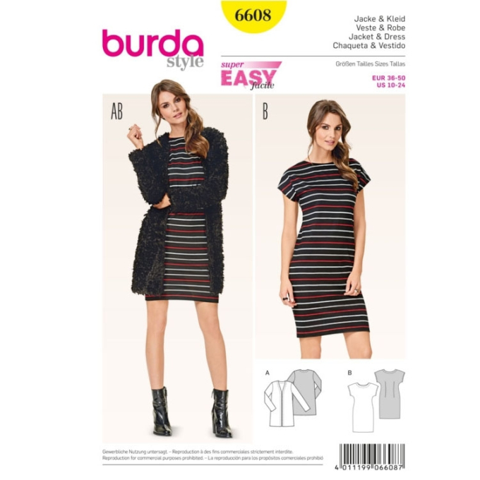 Patron Burda 6608 Veste et robe en français