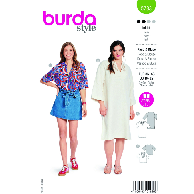 Sewing pattern Dress & Blouse Burda 5733, En/Ger/Fr