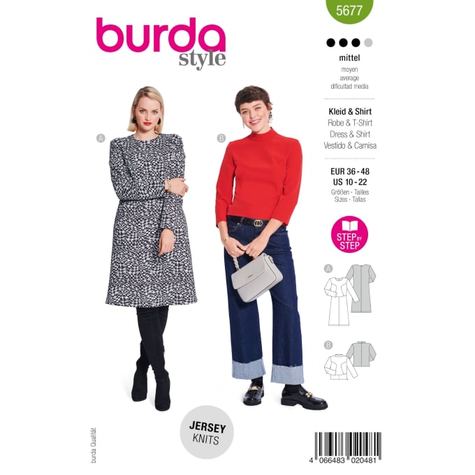 Naaipatroon Jurk en Shirt, Burda 5677, Nl/Dui/En/Fr