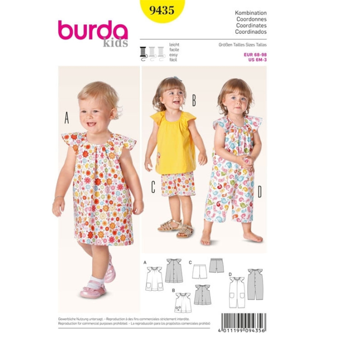 Sewing pattern Dress - Top - Trousers - Overall, 9435, En/Ger/Fr