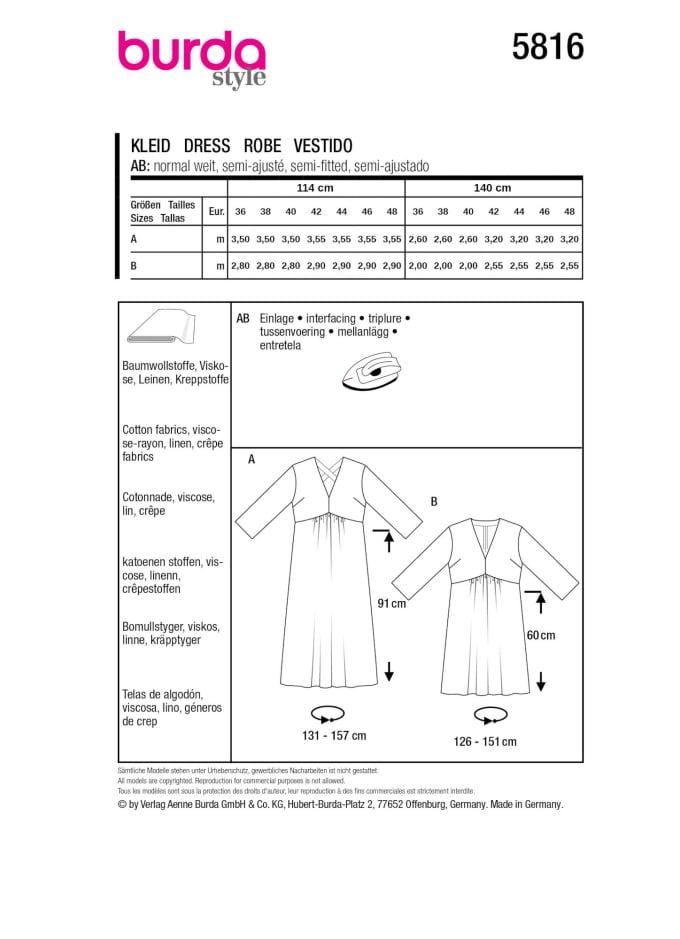 Naaipatroon Jurk Burda Nl Dui En Fr Stoffen Hemmers