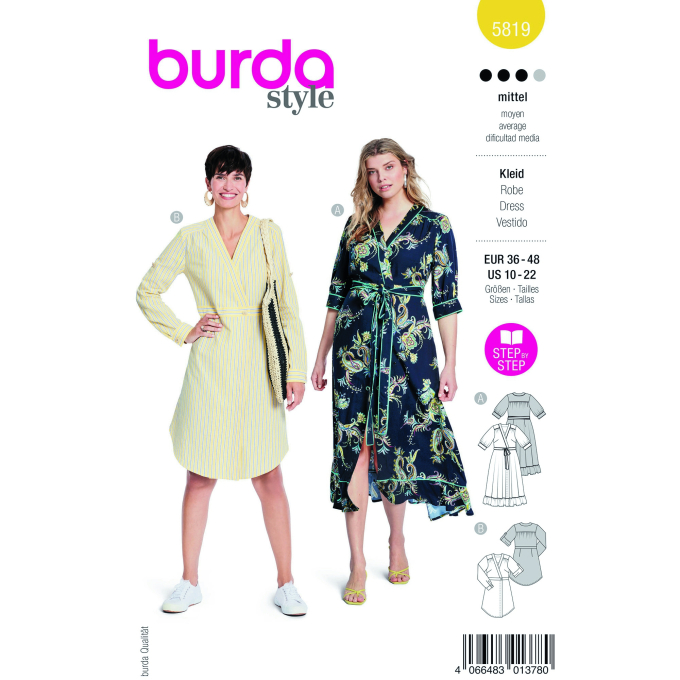 Naaipatroon jurk, Burda 5819, Nl/Dui/En/Fr