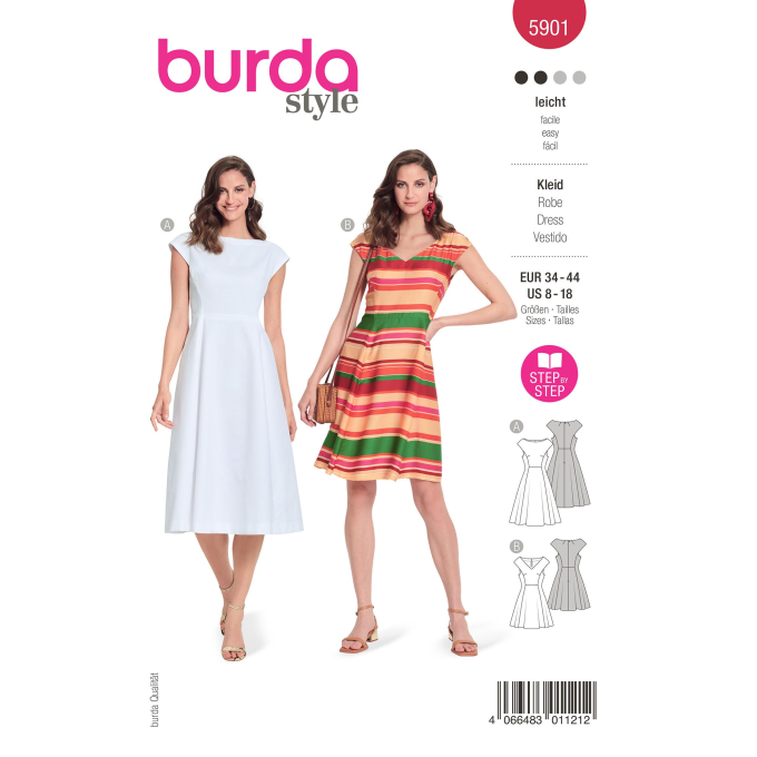 Patron Burda 5901 robe femme, en français