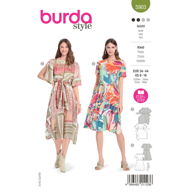 Patron Burda 5903 robe femme, en français