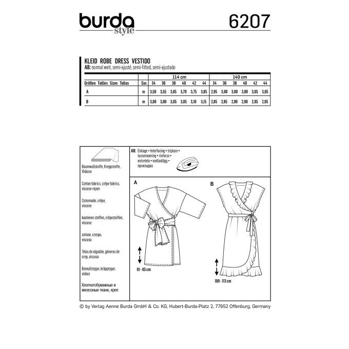 Patron Burda 6207 Robe, en français