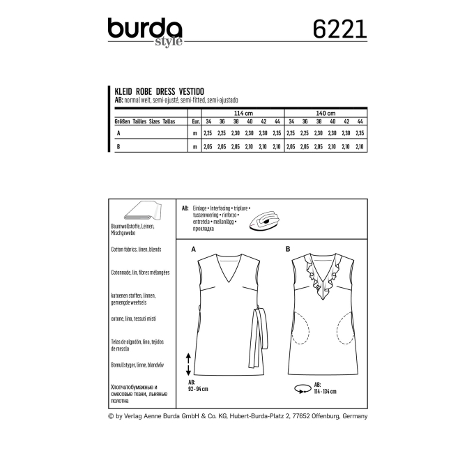 Patron Burda 6221 Robe, en français