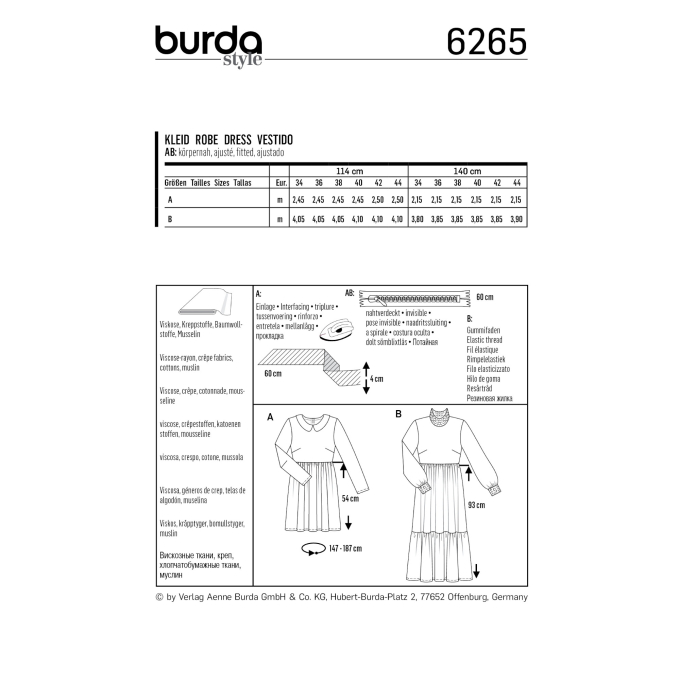 Patron Burda 6265 Robe, en français