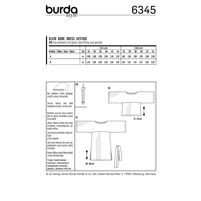 Patron Burda 6345 Robe, en français