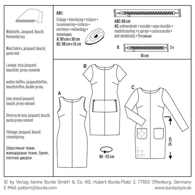 Patron Burda 6609 Robe, en français