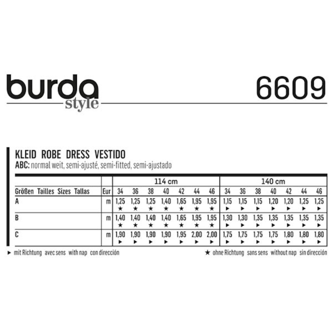 Patron Burda 6609 Robe, en français