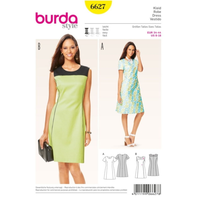 Patron Burda 6627 Robe, en français