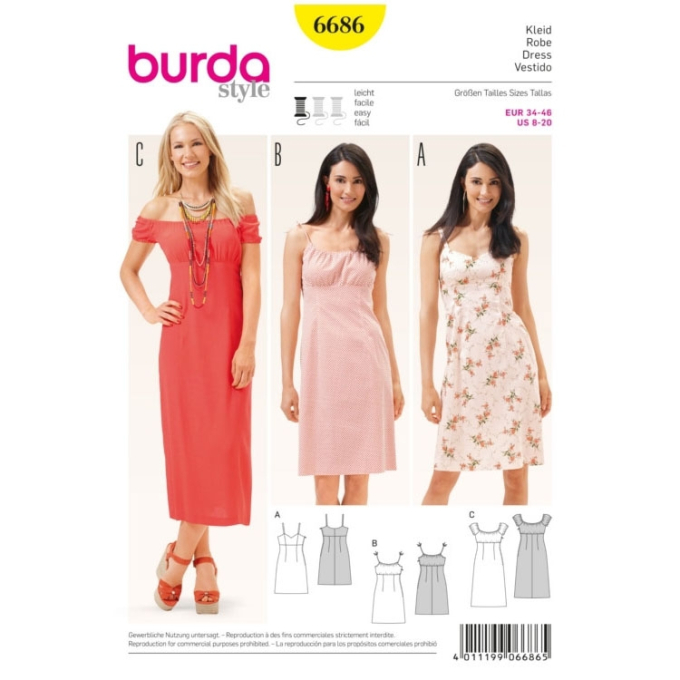 Patron Burda 6686 Robe, en français