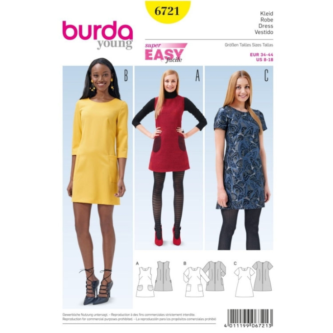 Patron Burda 6721 Robe, en français
