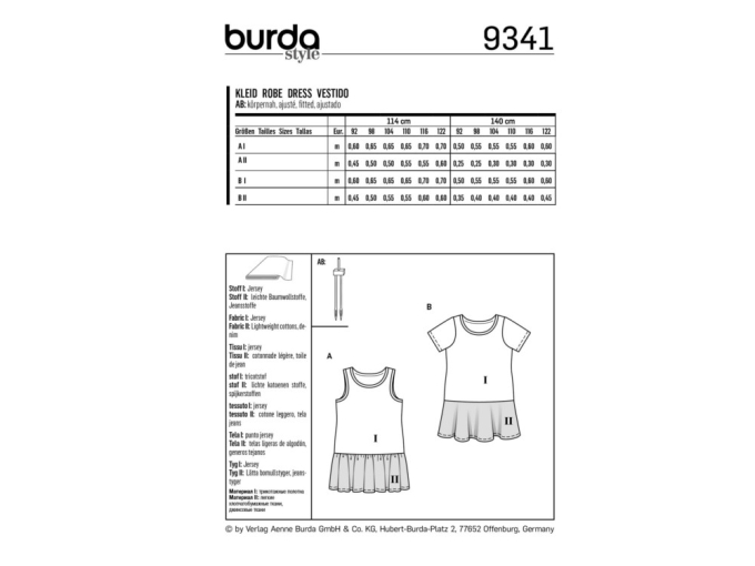 Patron Burda 9341 Robe, en français