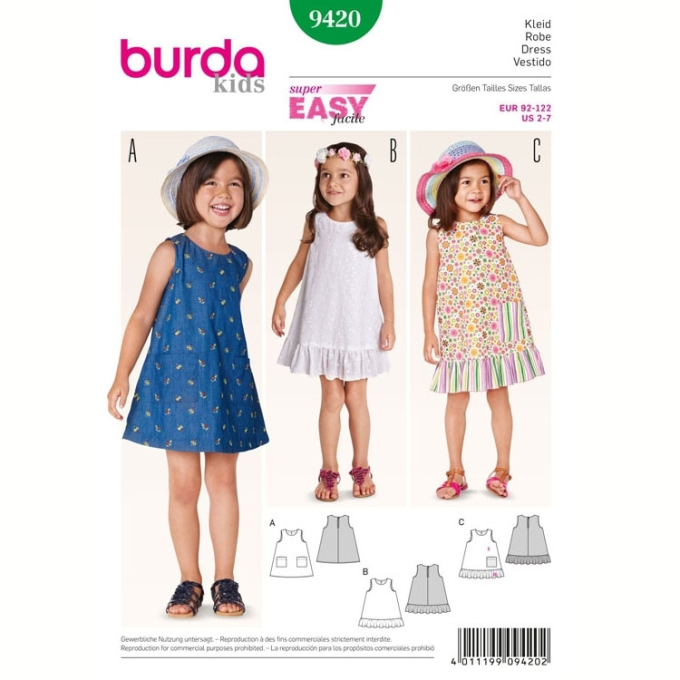 Schnittmuster Kleid, Burda 9420