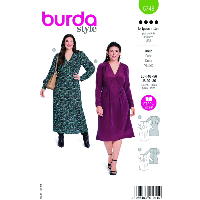 Sewing pattern Dress Women, Burda 5748, En/Ger/Fr