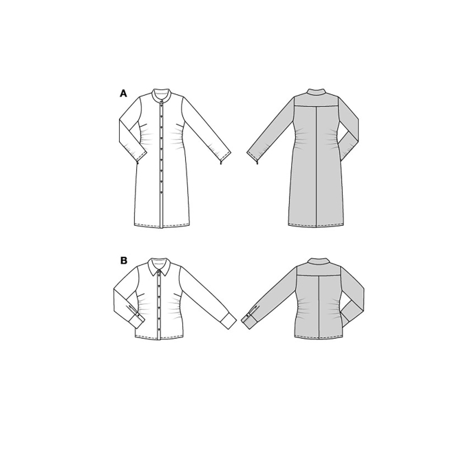 Naaipatroon jurk en blouse, Burda 5879, Nl/Dui/En/Fr