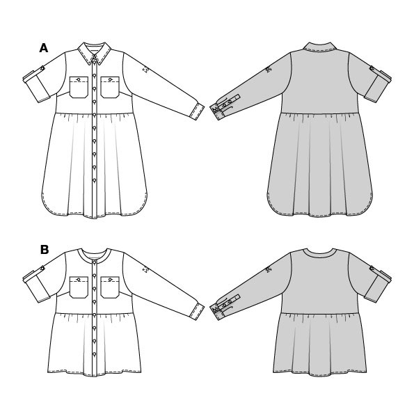 Naaipatroon jurk en tuniek, Burda 5841, Nl/Dui/En/Fr
