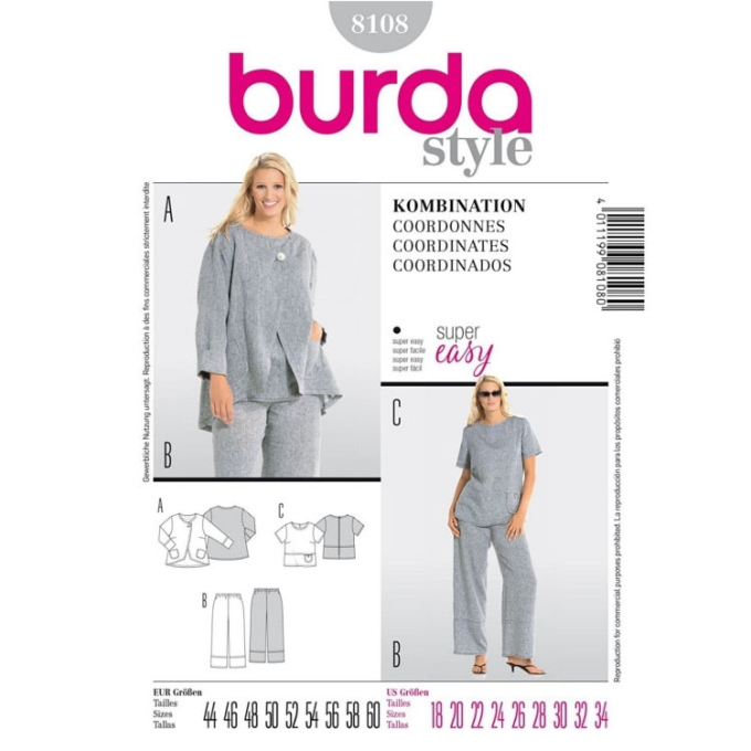 Patron Burda 8108 Coordinates, en français