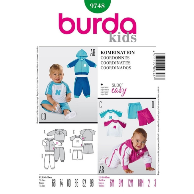 Patron Burda 9748 Ensemble enfant, en français