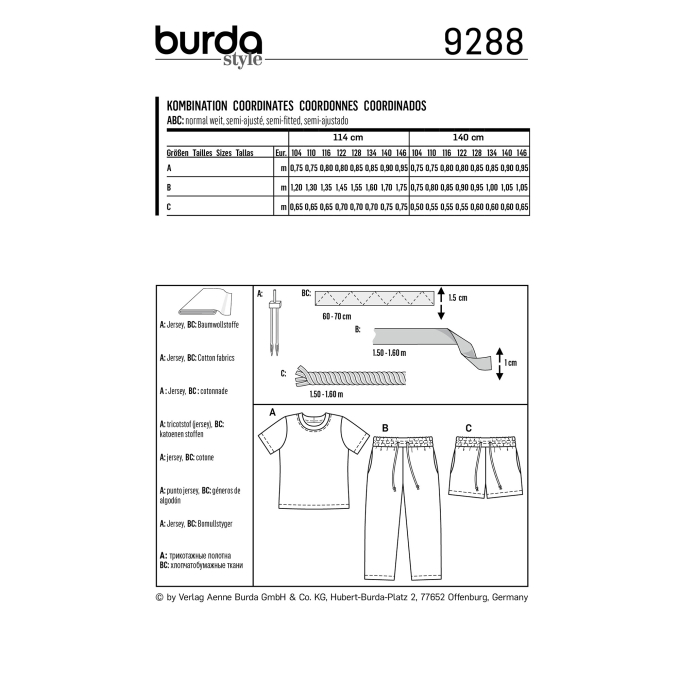 Patron Burda Kids 9288 Combinaison, en français