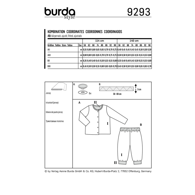 Naaipatroon combinatie, Burda Kids 9293, Dui/En/Fr