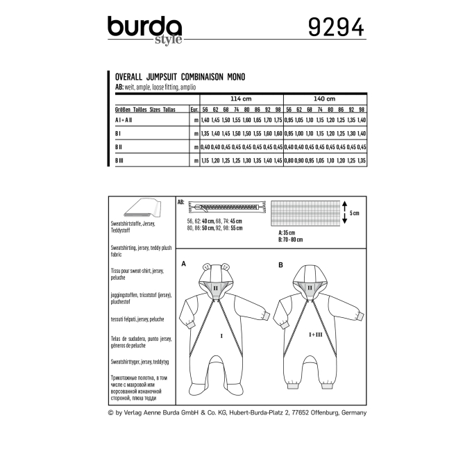 Naaipatroon combinatie, Burda Kids 9294, Dui/En/Fr