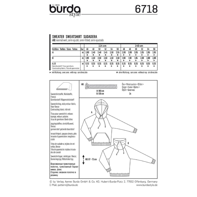 Schnittmuster Männer-Sweater, Burda 6718