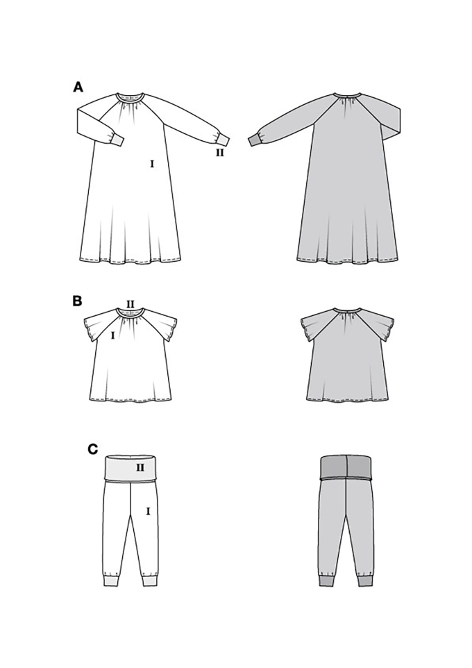 Patron Burda 9218 chemise de nuit / pyjama enfant, version papier, en français