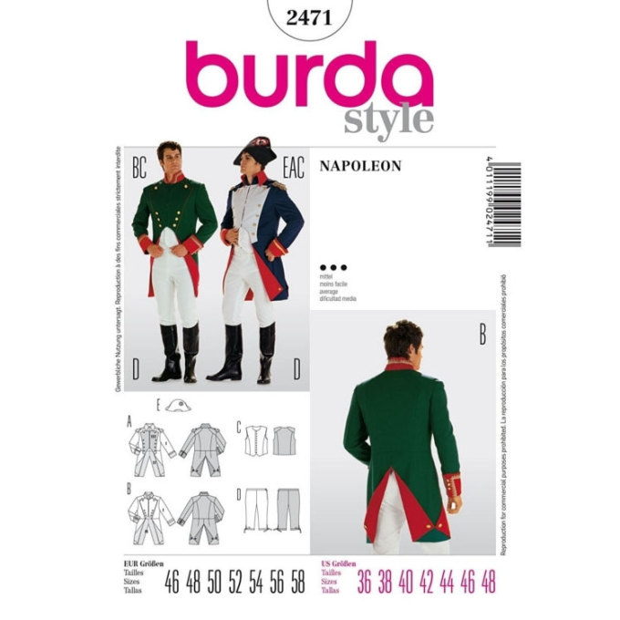 Patron Burda 2471 Déguisement Napoleon, en français