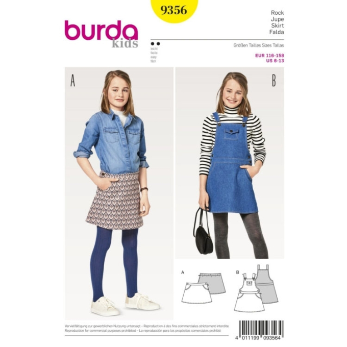 Patron Burda 9356 Jupe, en français