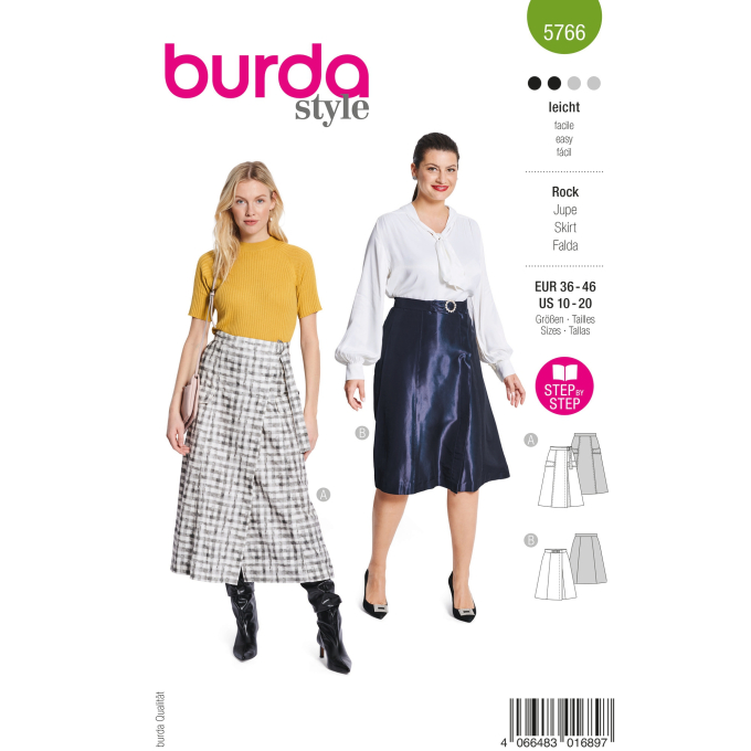 Patron Burda 5766 jupe femme, version papier, en français