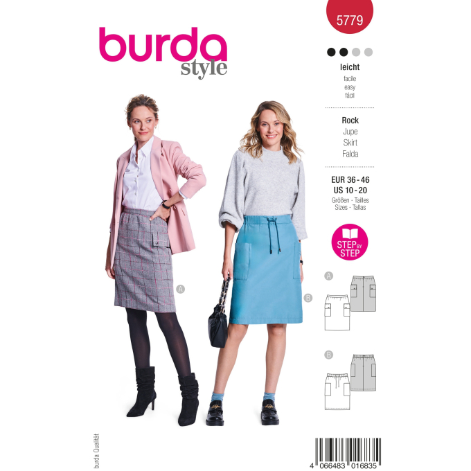 Patron Burda 5779 jupe femme, version papier, en français