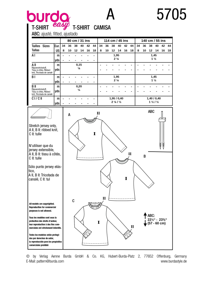 Naaipatroon Burda 5705 Shirt, Nl/Dui/En/Fr
