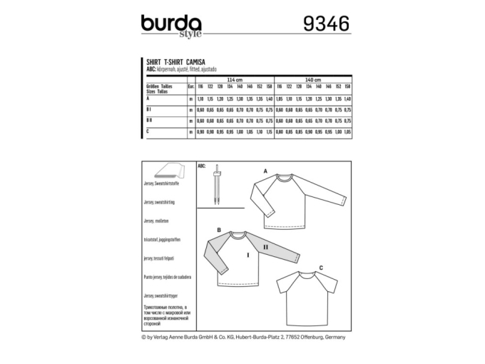 Patron Burda 9346 Shirt, en français