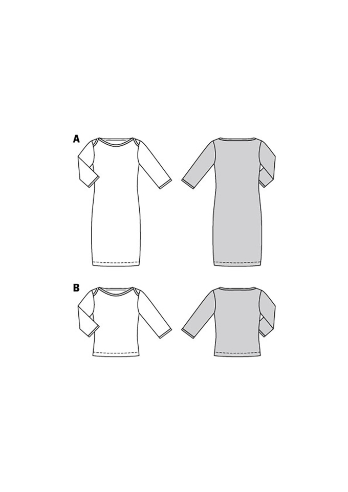 Naaipatroon shirt en jurk, Burda 5985, NL/Dui/En/Fr
