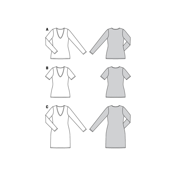 Naaipatroon shirt en jurk, Burda 6075, Nl/Dui/En/Fr