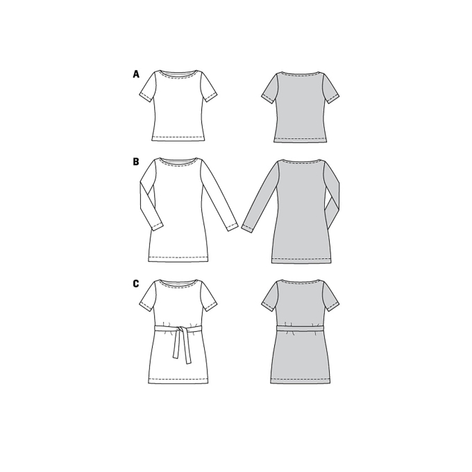 Naaipatroon shirt en jurk, Burda 6087, Nl/Dui/En/Fr