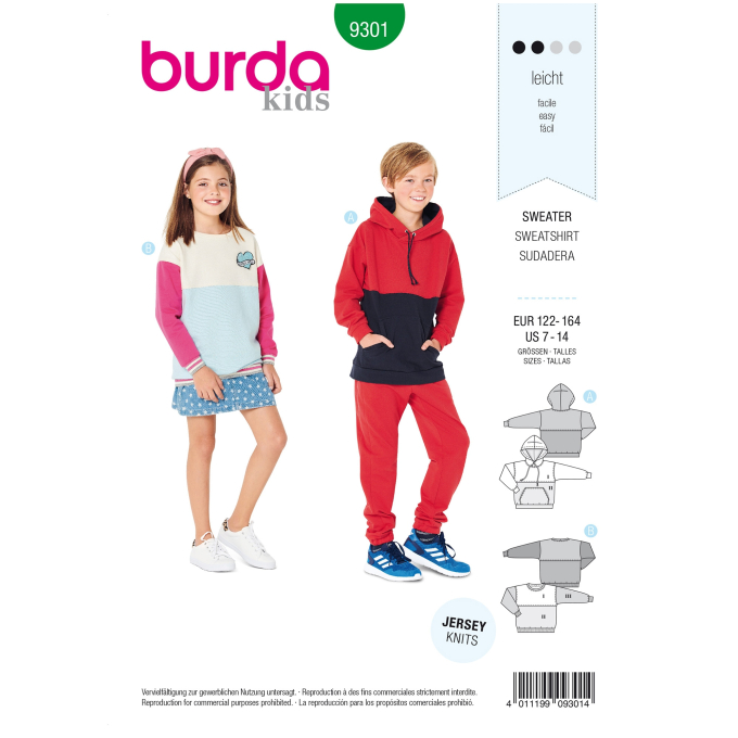 Patron Burda Kids 9301 Veste, en français
