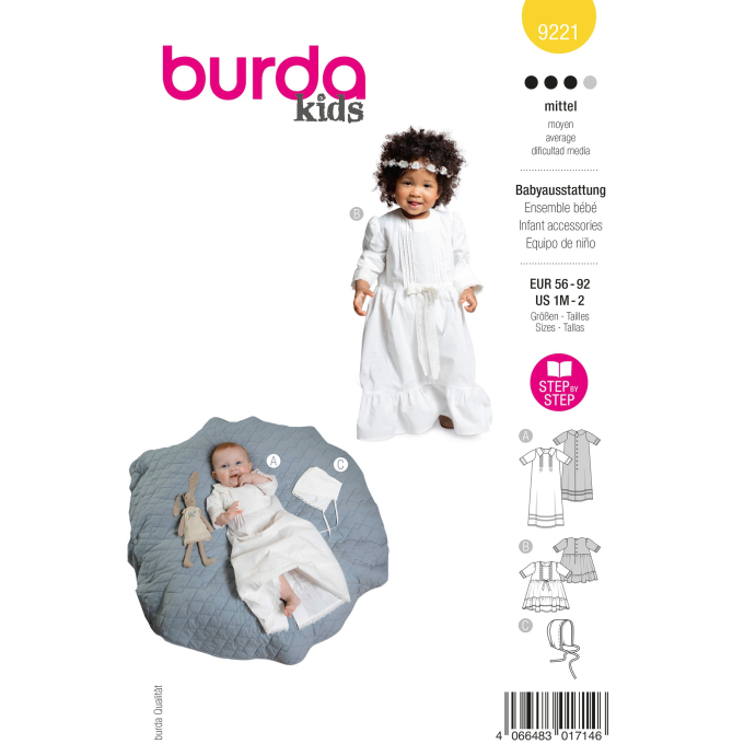 Patron Burda 9221 vêtements bébé, version papier, en français