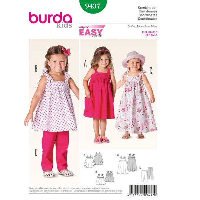 Patron Burda 9437 Kids Coordonnés, en français