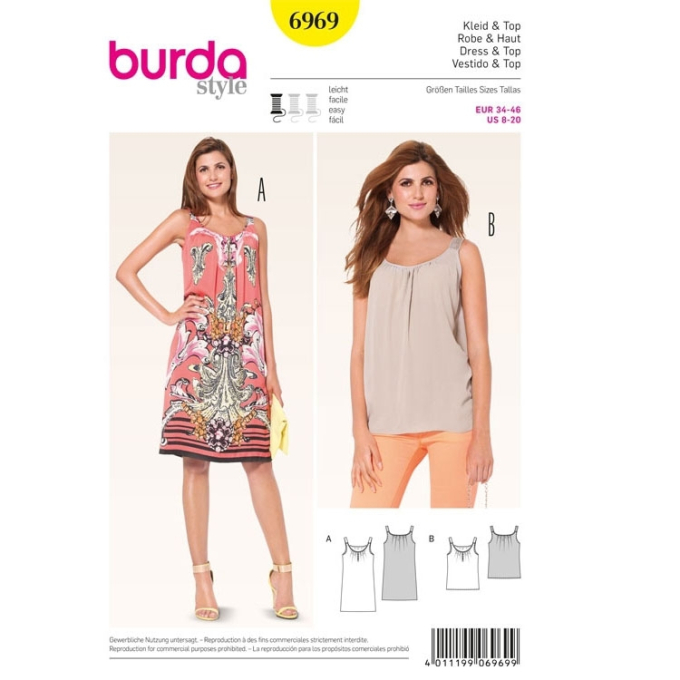 Patron Burda 6969 Robe & haut, en français