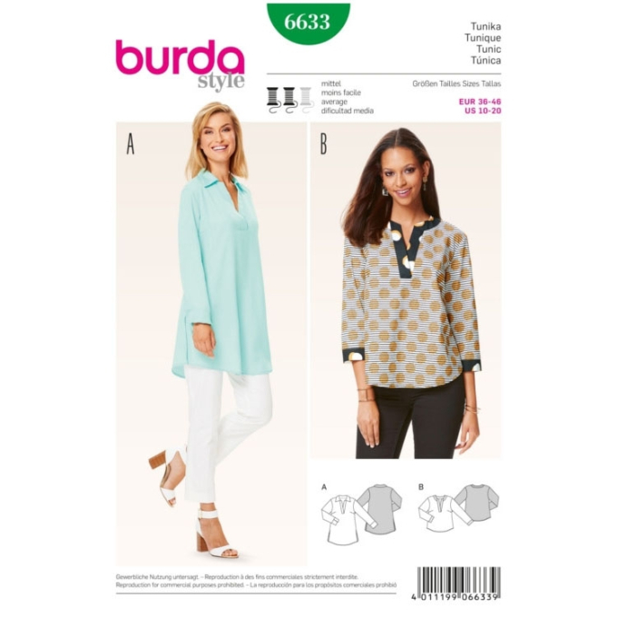 Patron Burda 6633 Tunique, en français